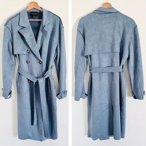 Truth by Republic Faux Suede Trench Coat in Powder Blue